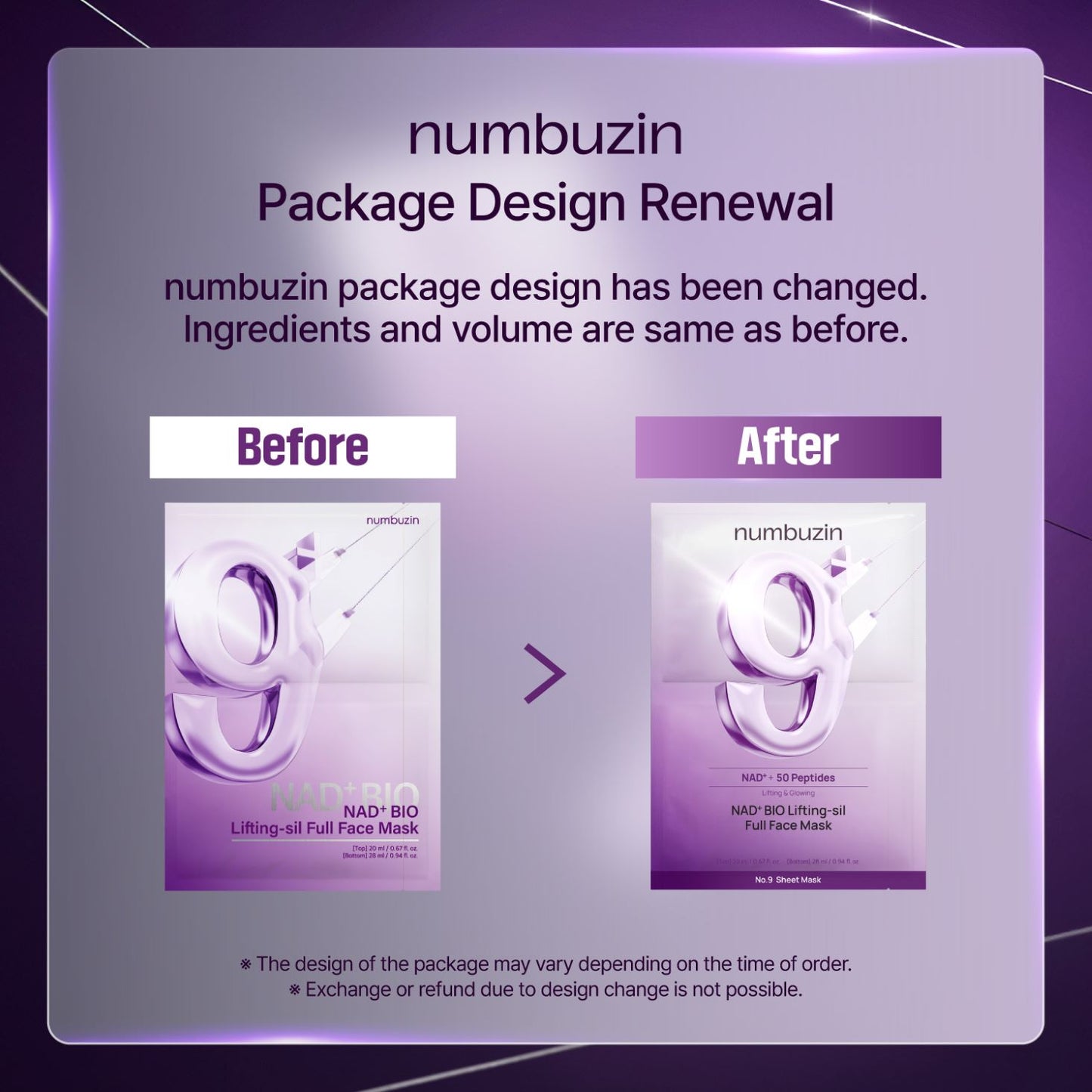 Numbuzin (4EA) No.9 NAD Bio Lifting Full Cover Facial Mask (+GWP)