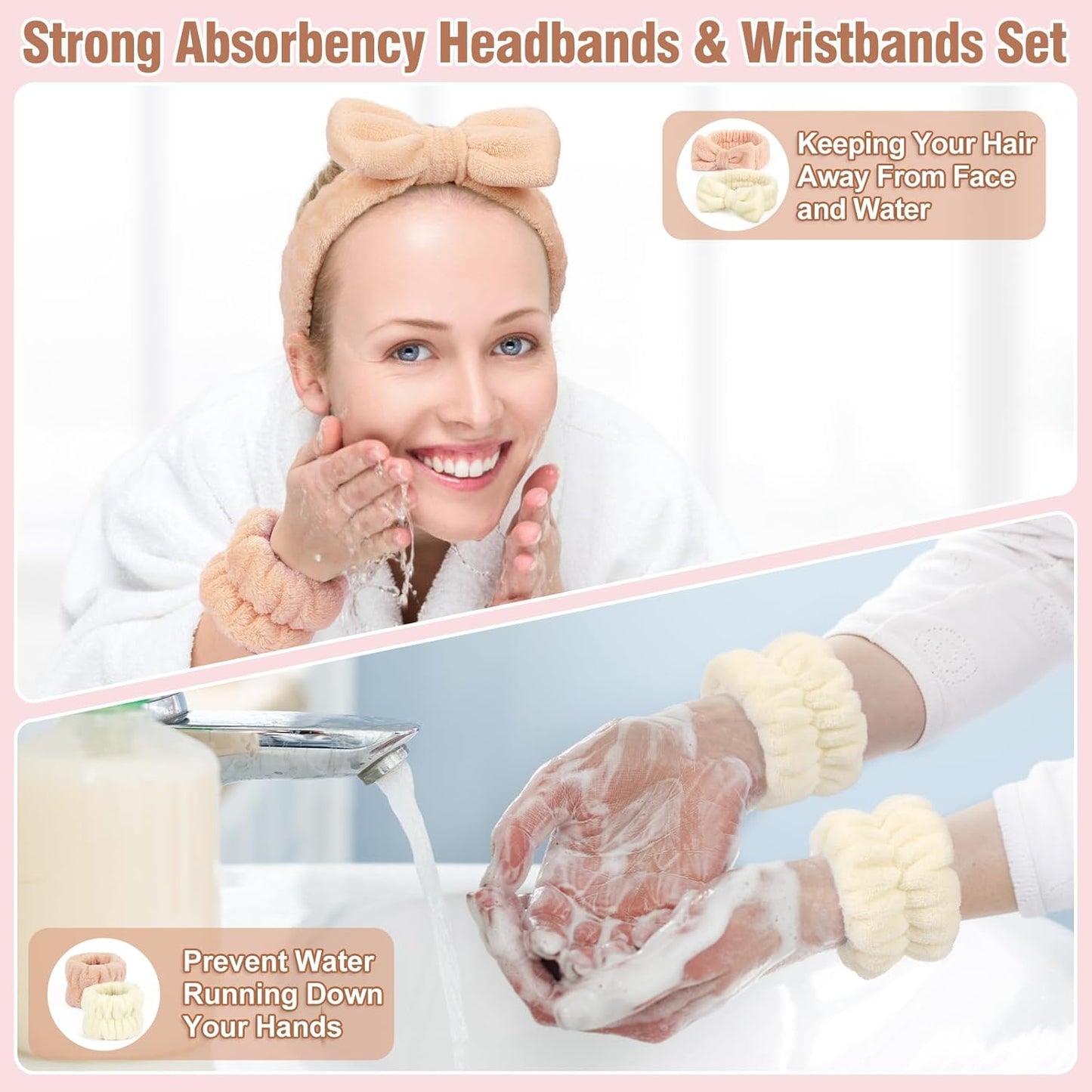 Spa Headband Wristband Set ( You get random color )