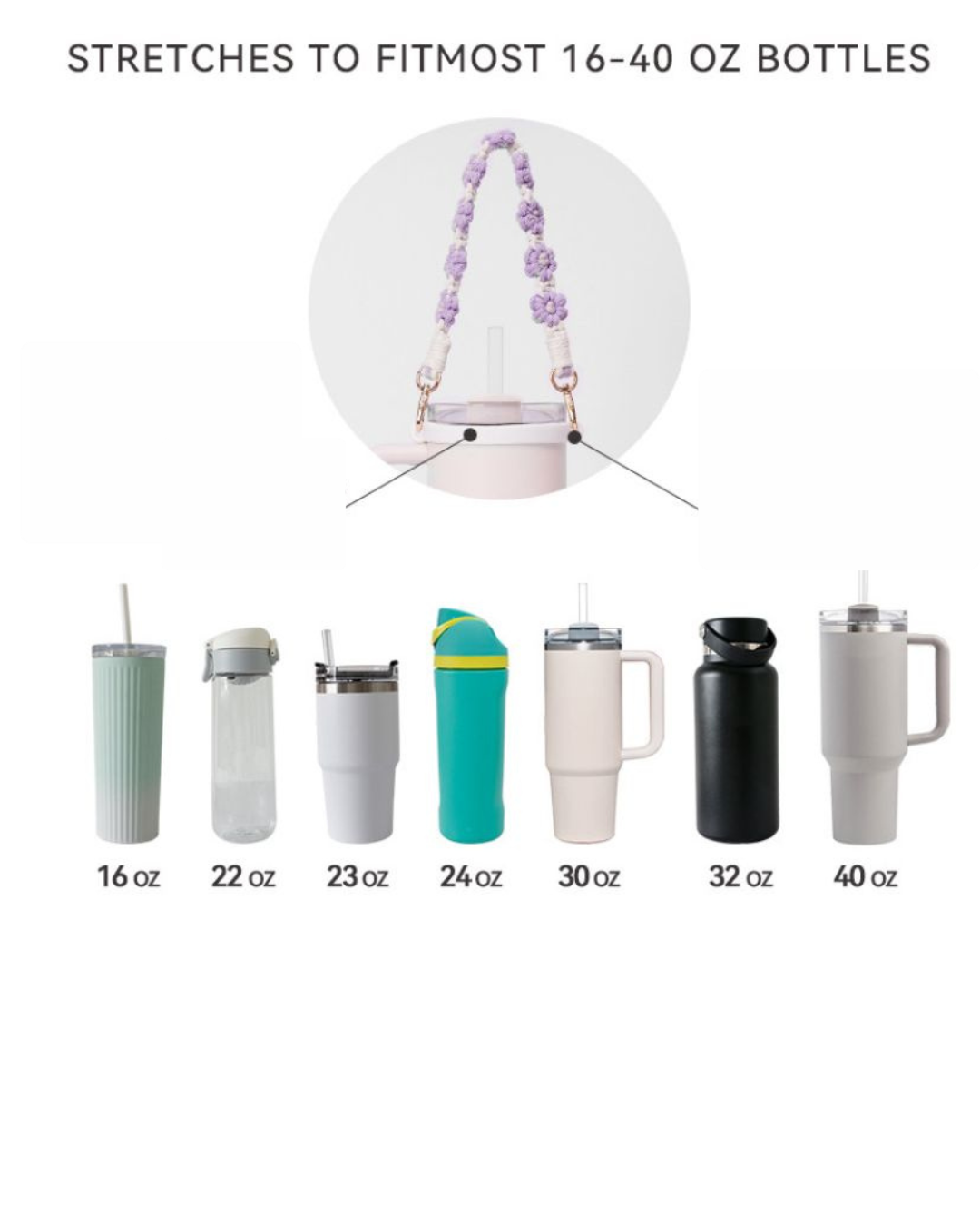 Cup Accessories for Stanley Cup, Hydro Jug, Slim CUP ( fits most 16-40 oz bottles
