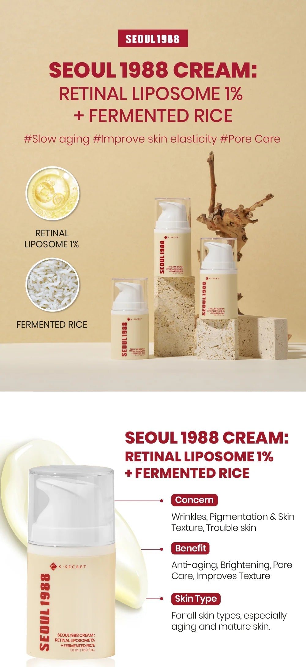 [KSECRET] SEOUL 1988 Cream : Retinal Liposome 1% + Fermented Rice