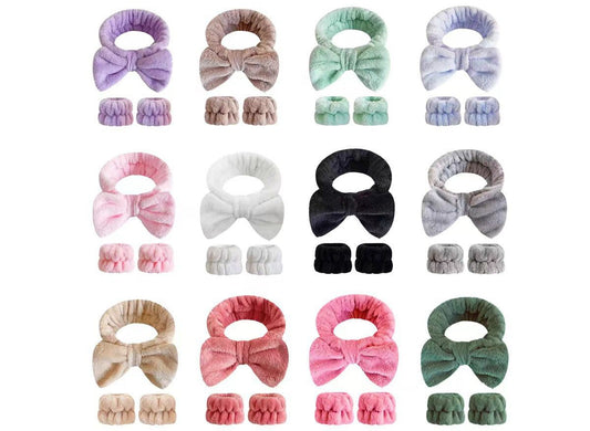 Spa Headband Wristband Set ( You get random color )